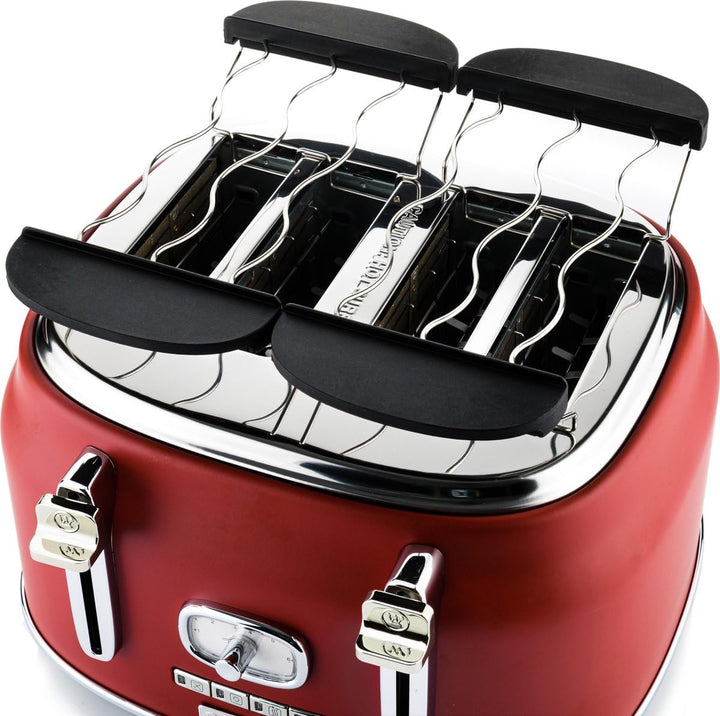 Westinghouse Retro Toaster 4 Scheiben, Abnehmbarer Brötchenaufsatz, 6 Bräunungsstufen, Brotzentrieru