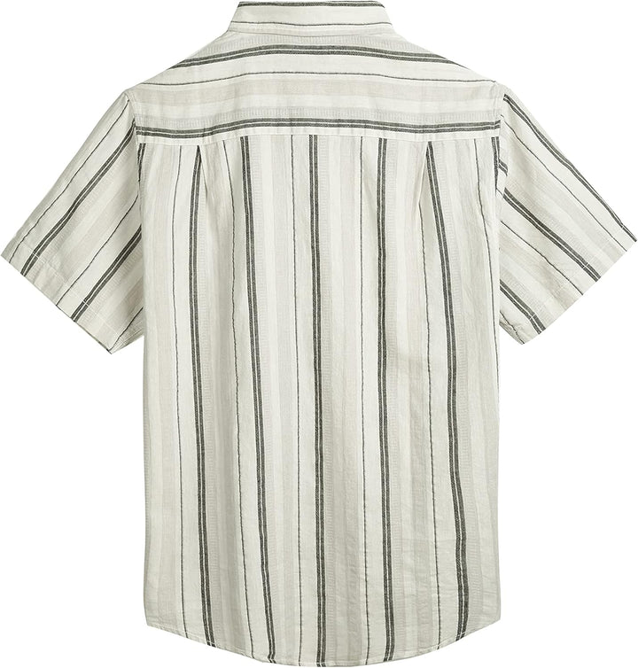 Coevals Club Herren Lässige Leinenhemd Freizeithemd Businesshemd Sommer Kurzarm Regular Fit Hemd 3XL