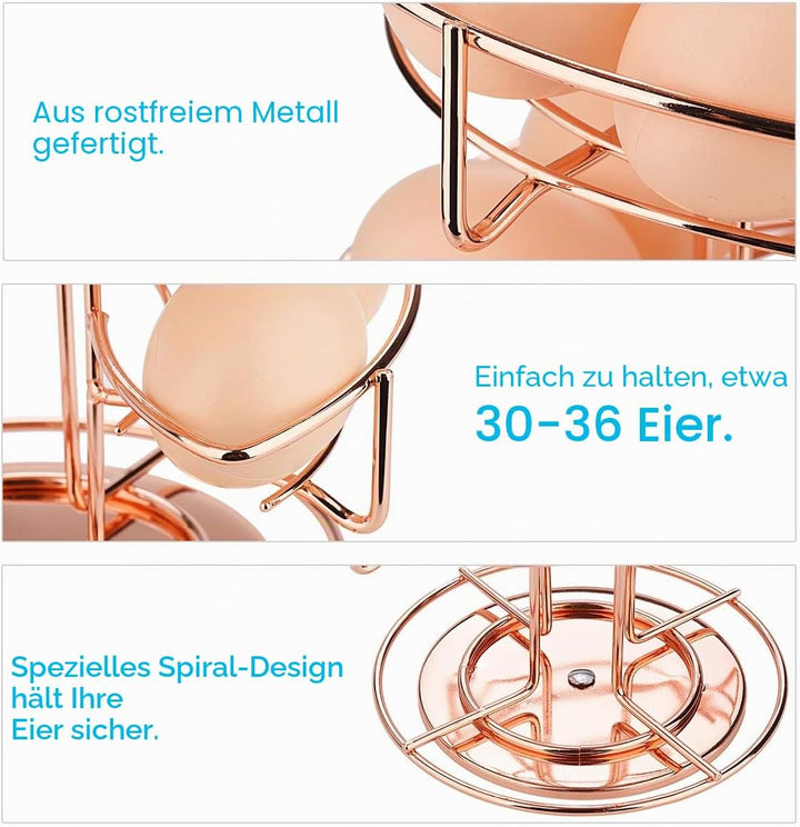 Toplife Eierspender, Eierspirale Edelstahl spiralförmiges Design, Eierständer Aufbewahrung für ca. 3