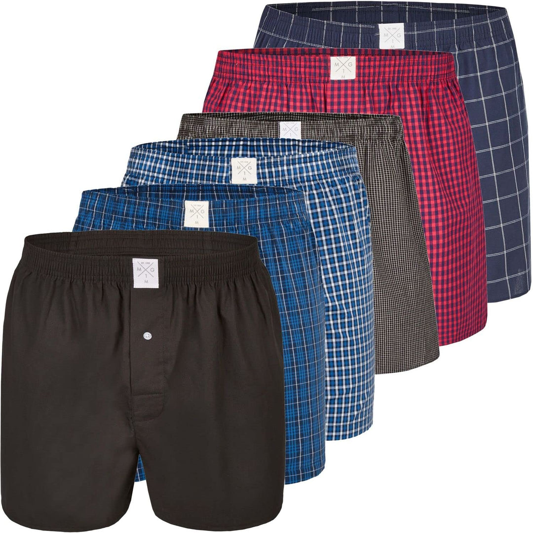 MG-1 6 er Pack Webboxer Boxershorts Boxer Shorts Herren SPARPACK S - XXXL kariert, Grösse:XL, Farbe:
