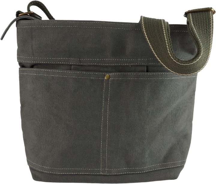 Domelo Damen Vegan Umhängetasche. Die nachhaltige Crossbody Hobo Tasche ist aus 100% Baumwolle/Canva