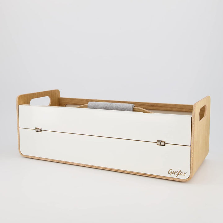 Gustav XL Laptopständer & Organizer aus Holz – Tragbarer Schreibtischaufsatz, ergonomisch, inkl. Han
