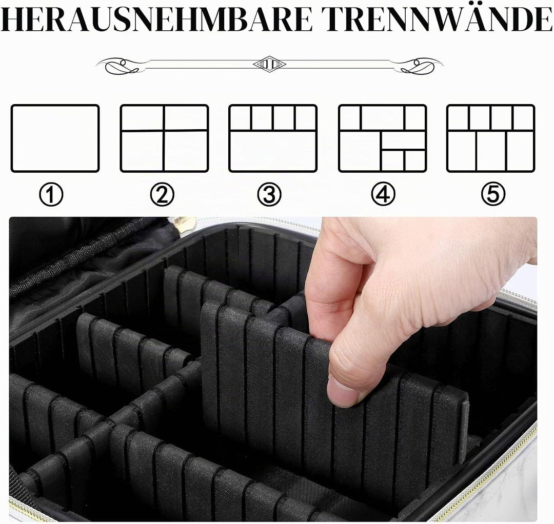 Kosmetiktasche, Schminkkoffer PU Leder Grosse Kapazität Professionelles Make Up Organizer Tasche Was