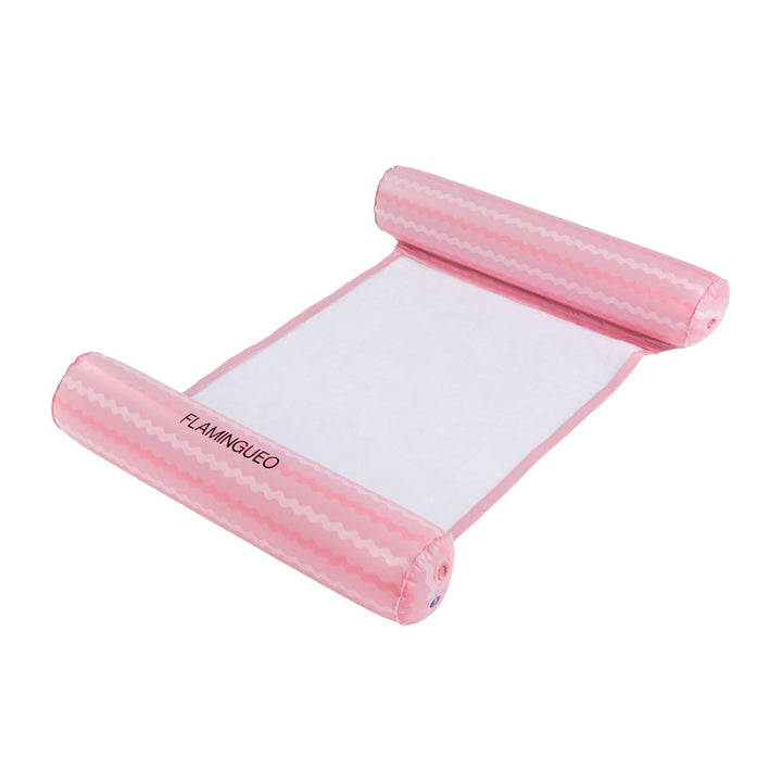 Flamingueo Luftmatratze Pool - Wasserhängematte - Nylon-Gitter - Widerstandsfähiges PVC Rosa und Wei