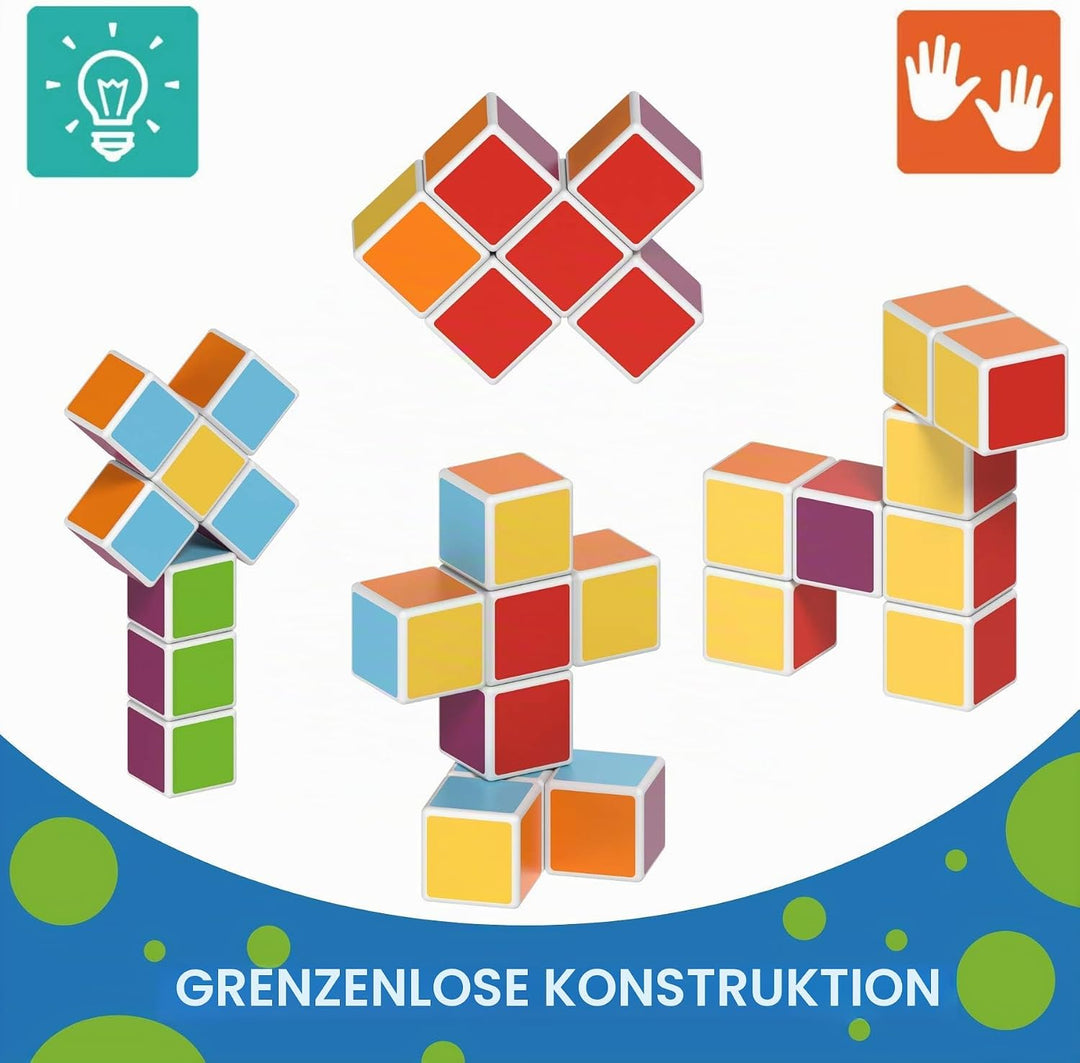 Geomag Magicube Word Building - 16 Magnetwürfel für Konstruktionen + 63 clip - Baukasten Lernspielze