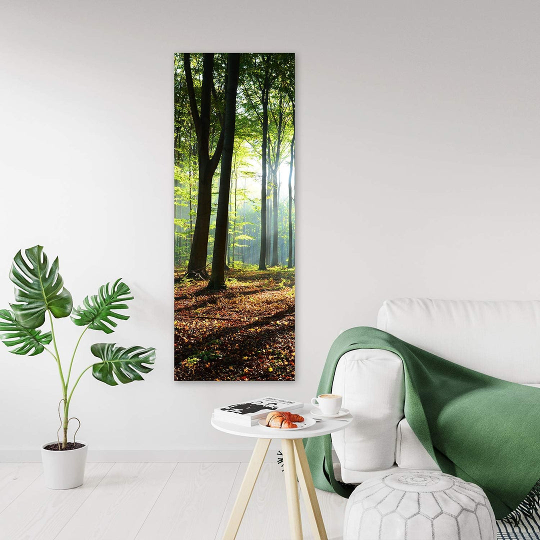 Feeby Leinwand Bilder - Natur - Wald - 30x90 cm- Deko Wohnzimmer - Wandbilder Schlafzimmer - Deko Ae