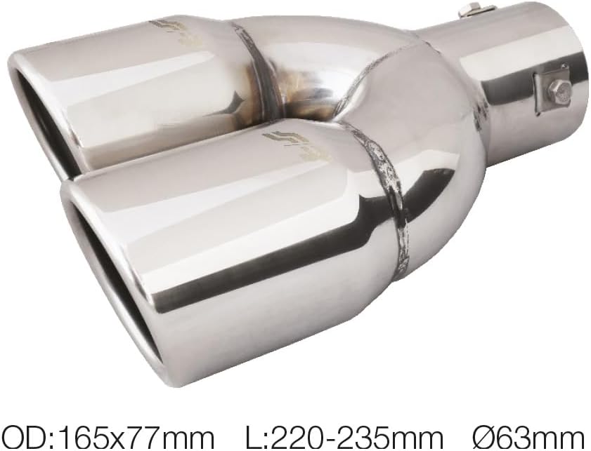 Simoni Racing Auspuffzierstück Doppel Links Rund/Schräg Edelstahl - Ø70xL220mm - Anschluss ->58mm