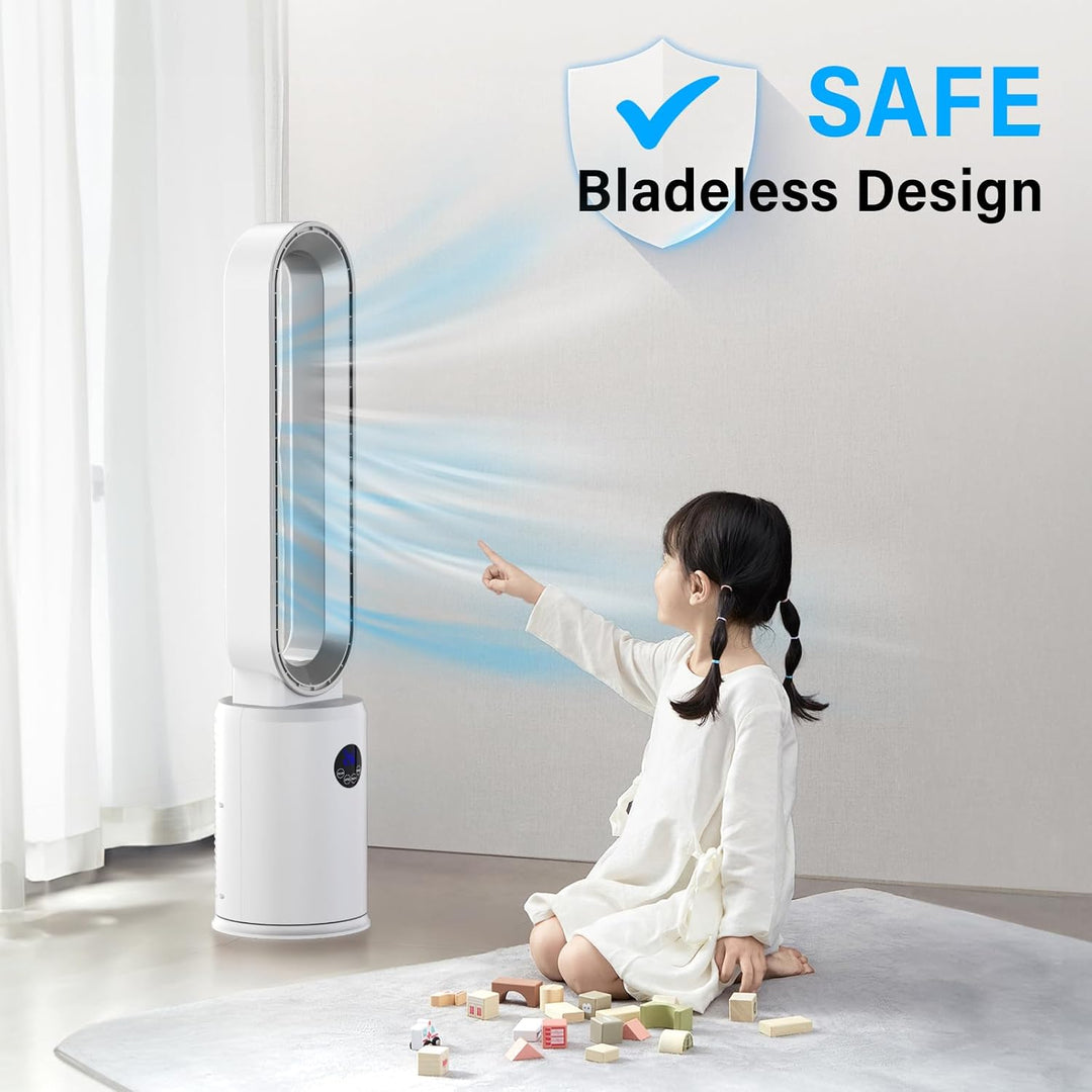 YAZEKY Turmventilator Sehr Leise Rotorloser Ventilator - 3 Geschwindigkeiten 97cm 60° Oszillierender