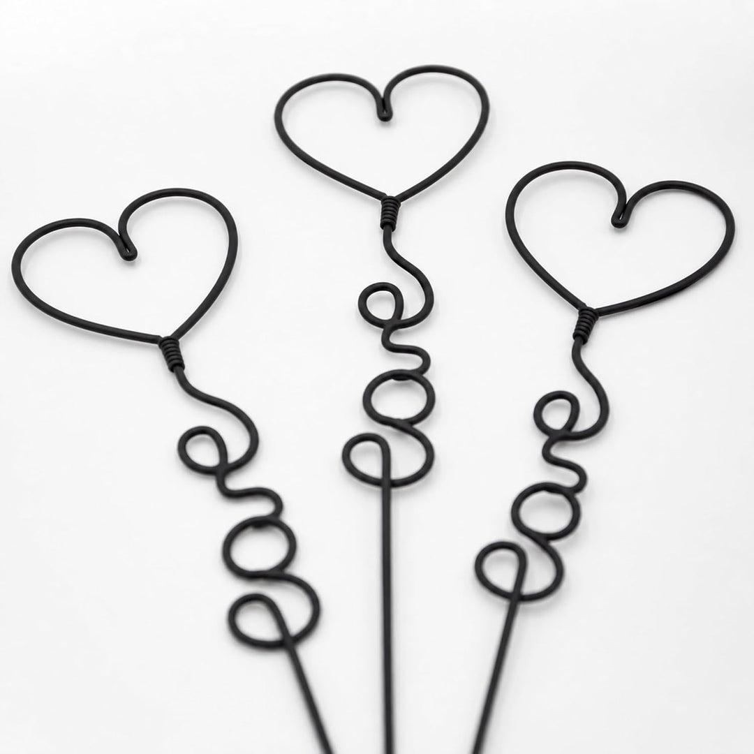 UNUS Gartenstecker Set Herzen klein 3er Set aus schwarzem Metall wetterfeste Deko für Balkon, Beet o