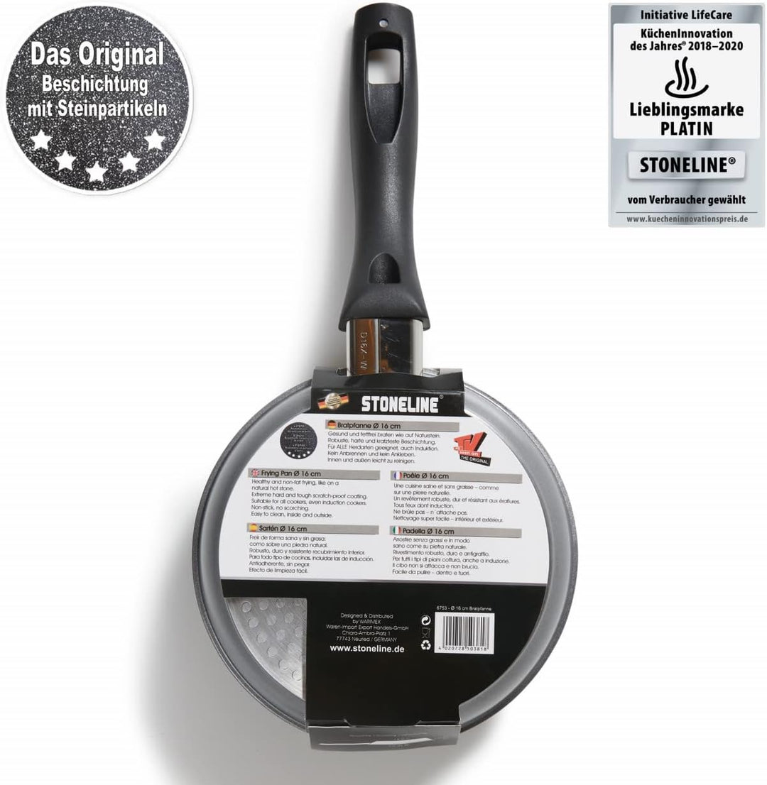 STONELINE® Bratpfanne 16 cm, auch für öl-und fettfreies Braten, kratzfeste Antihaftbeschichtung mit