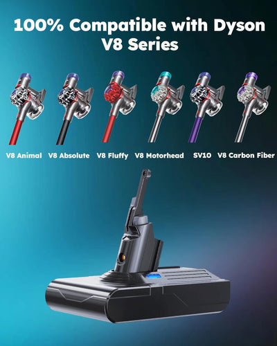 6000mAh Akku kompatibel mit Dyson V8 Absolute, V8 Animal, V8 Animal Exclusive, V8 Fluffy, SV10 V8 -