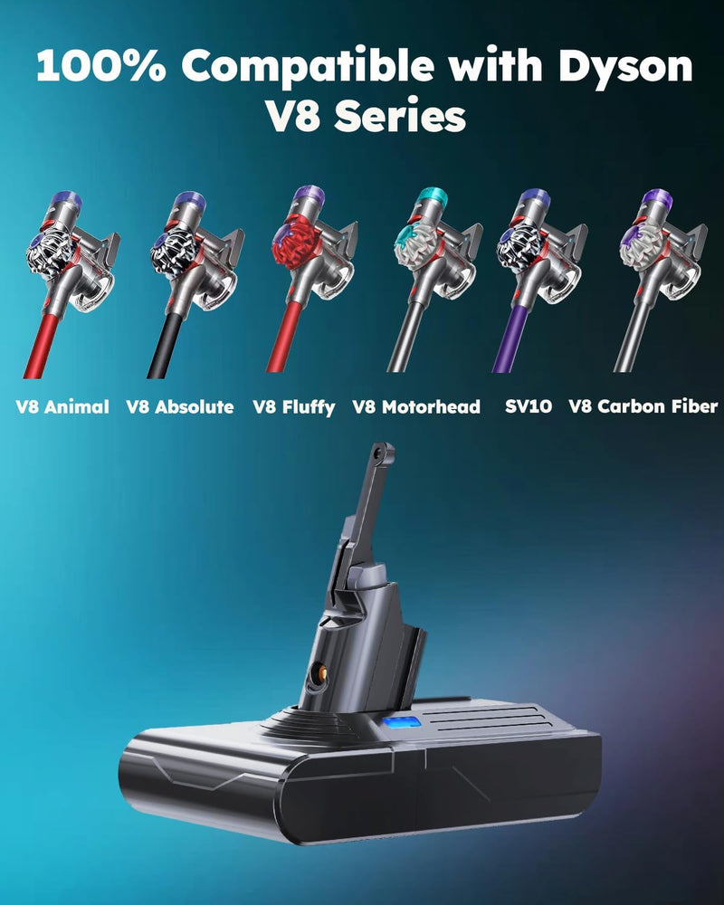 6000mAh Akku kompatibel mit Dyson V8 Absolute, V8 Animal, V8 Animal Exclusive, V8 Fluffy, SV10 V8 -