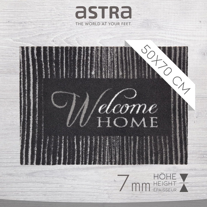 Astra rutschfeste Sauberlaufmatte innen - Linien grau 50 x 70 cm - Wohnraum Fussmatte Design - Extre