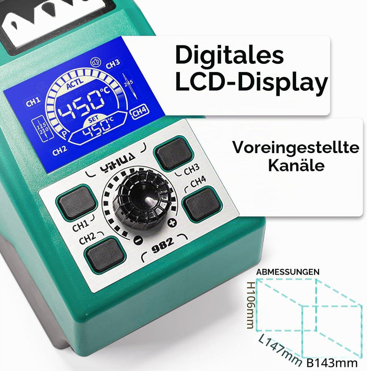 YIHUA 982 Präzisions Lötkolben Stations Kit mit digitalem LCD-Display, 210 Lötspitzenkartuschen, Löt