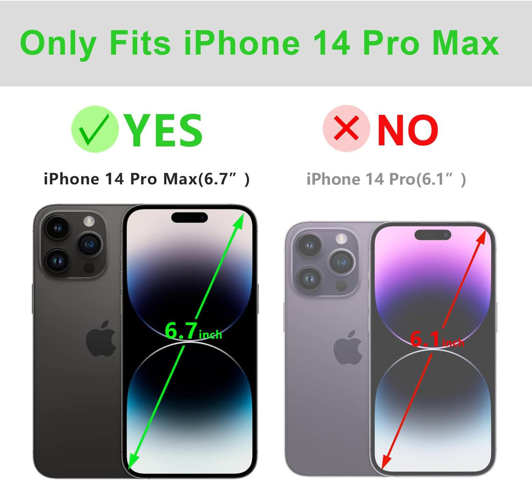 LENSUN Echtleder Hülle für iPhone 14 Pro Max, Handyhülle Echtes Leder [Magnetverschluss][RFID Schutz