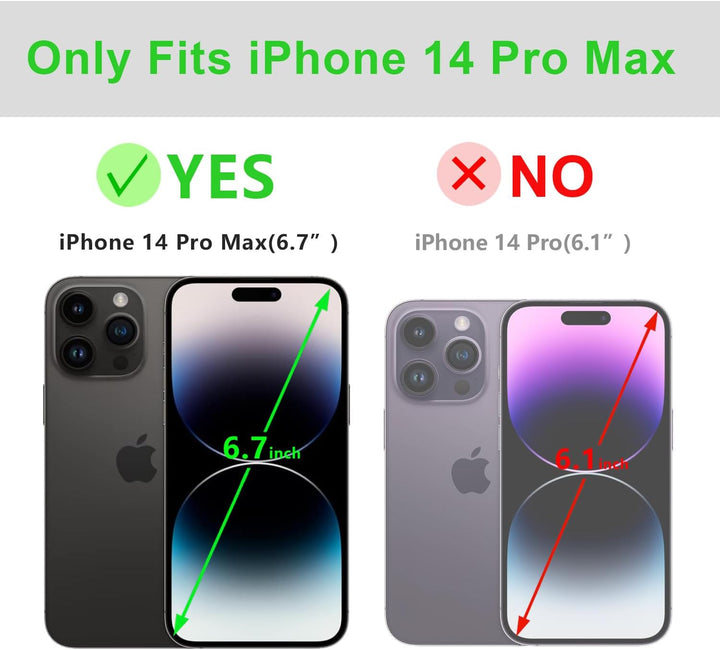 LENSUN Echtleder Hülle für iPhone 14 Pro Max, Handyhülle Echtes Leder [Magnetverschluss][RFID Schutz