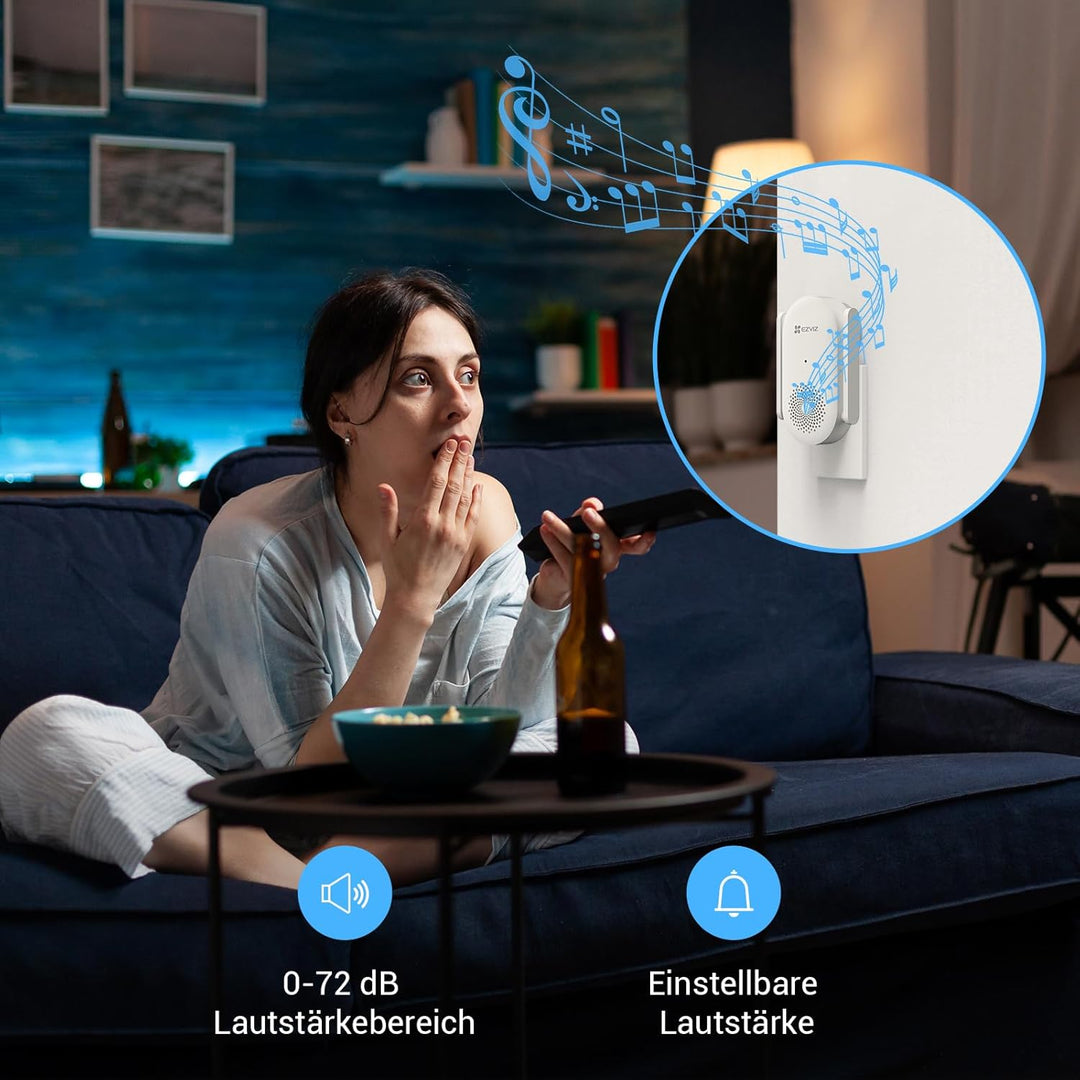EZVIZ Indoor WLAN Chime CH1 | 0–72 dB einstellbare Lautstärke, 20 Klingeltöne, Plug-in-Installation,