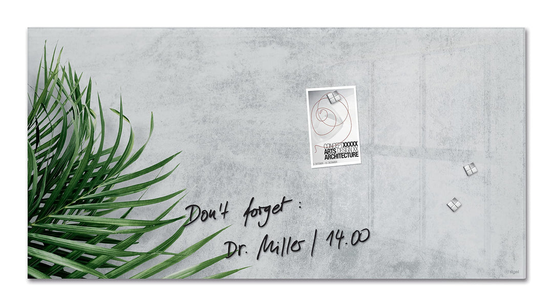 SIGEL GL288 Premium Glas-Magnettafel 91x46 cm, Design Botanic hochglänzend, TÜV geprüft, einfache Mo