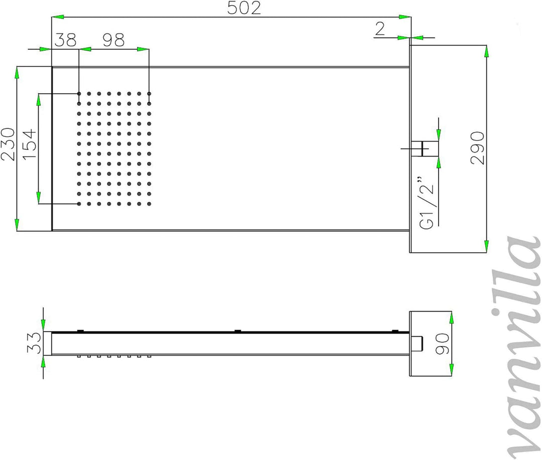 vanvilla Duschsystem mit Unterputz Duscharmatur von Grohe Grohtherm 2-Wege Thermostat und vanvilla R