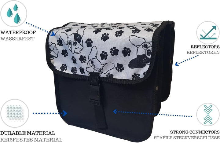 Beluko FAHRRADTASCHE 14-20 Zoll Kinder Satteltasche Gepäckträgetasche Doppel 2 x 5l 46 - Mini - Hund