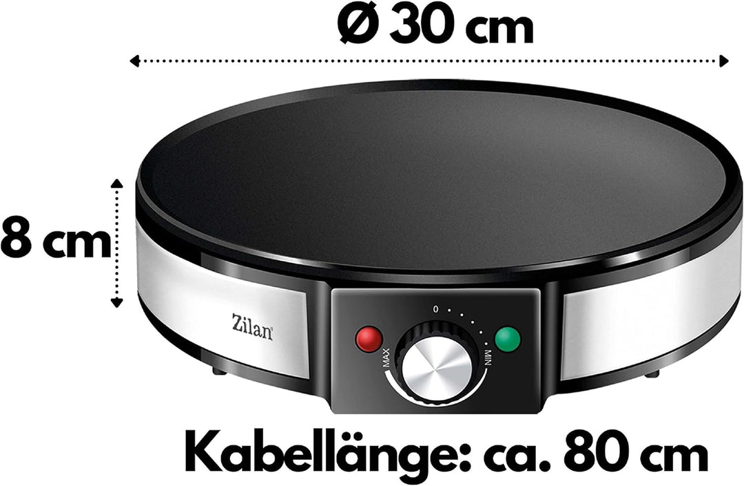 Crepes Maker | 1200 Watt | Cool-Touch-Griff | Antihaftbeschichtung | 30 cm Durchmesser | Creperie |