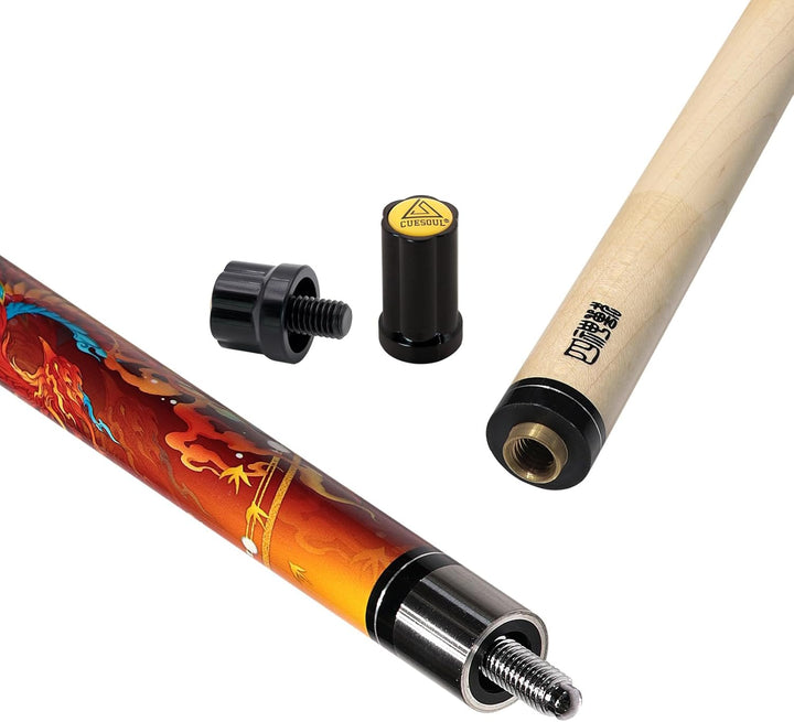 CUESOUL mythologische Symbole 58 Zoll 19oz Pool Cue Stick, 13mm TIPP zhuque, zhuque