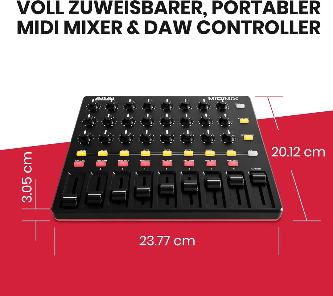 AKAI Professional Midimix - Voll zuweisbarer, portabler MIDI Mixer &amp; DAW Controller Single, Single