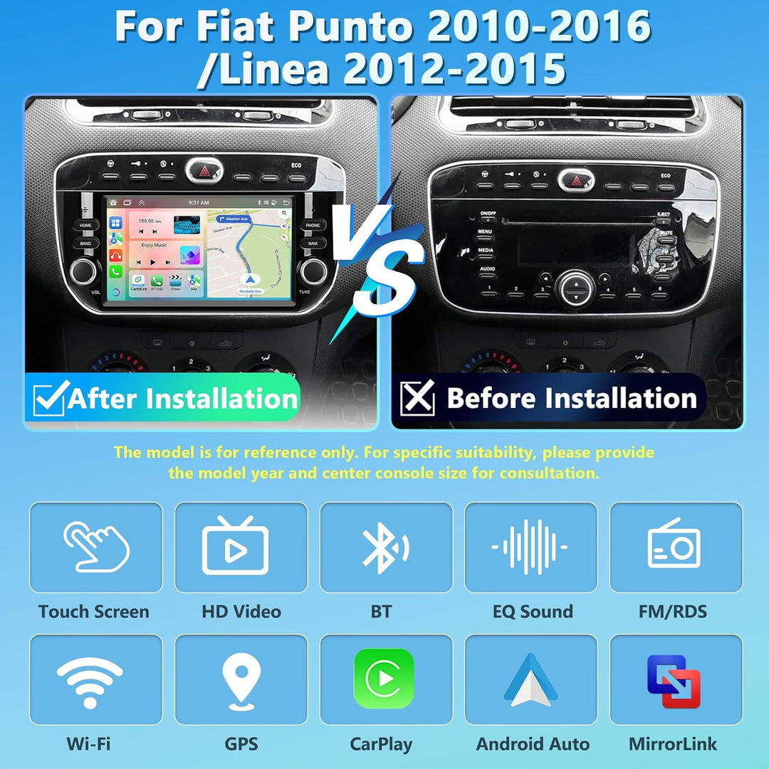 4GB+64GB Autoradio für FIAT Punto 10-16/Linea 12-15 mit Wireless Carplay/Android Auto, Bildschirm Ca