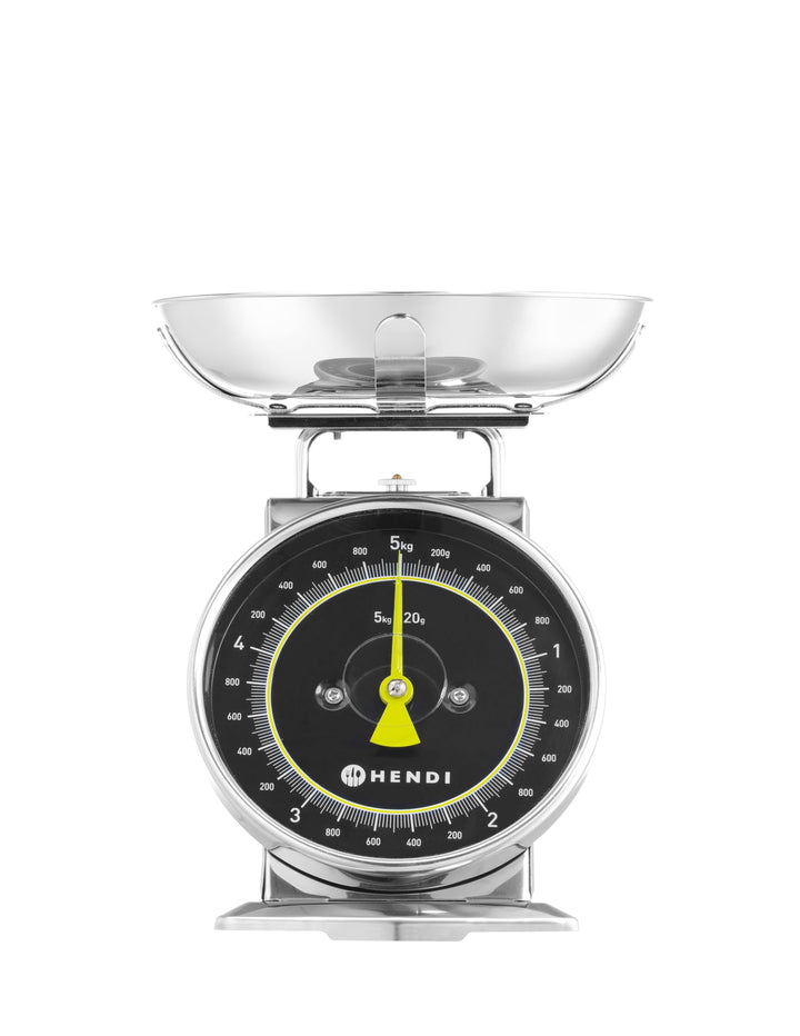 HENDI Küchenwaage, mechanisch, für max 5 kg, Einteilung 20g, mit Wiegeschale, Tara-Funktion, keine B