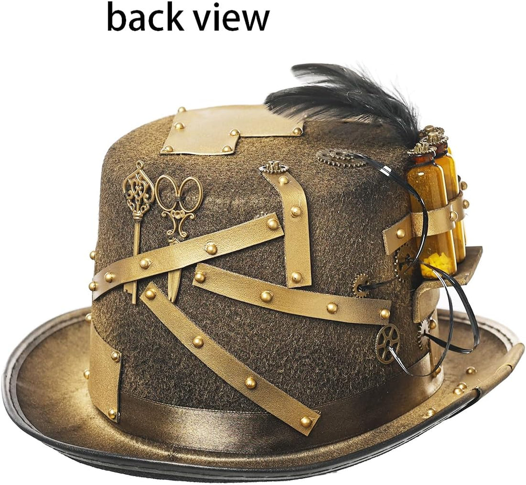 GRACEART Steampunk Hut Vintage Zahnräder und Nieten Hut Steampunk Zylinder M Style02, M Style02