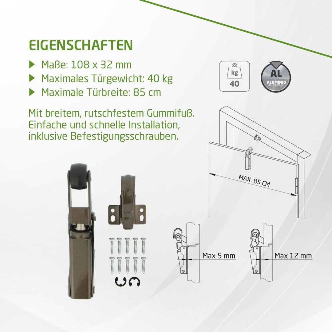 Amig - Türschliesser - Hydraulisch - Aluminium - 108 x 32 mm - Für Türbremse, Türstopper oder Türdäm