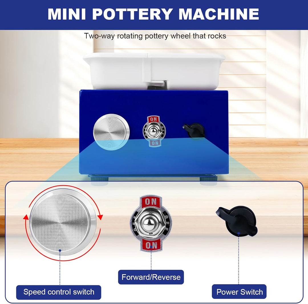 Mini-Töpferscheibe, 30-W-Elektro-Keramikscheibe mit 16 Töpferzubehör-Sets für Anfänger, Kinder und E