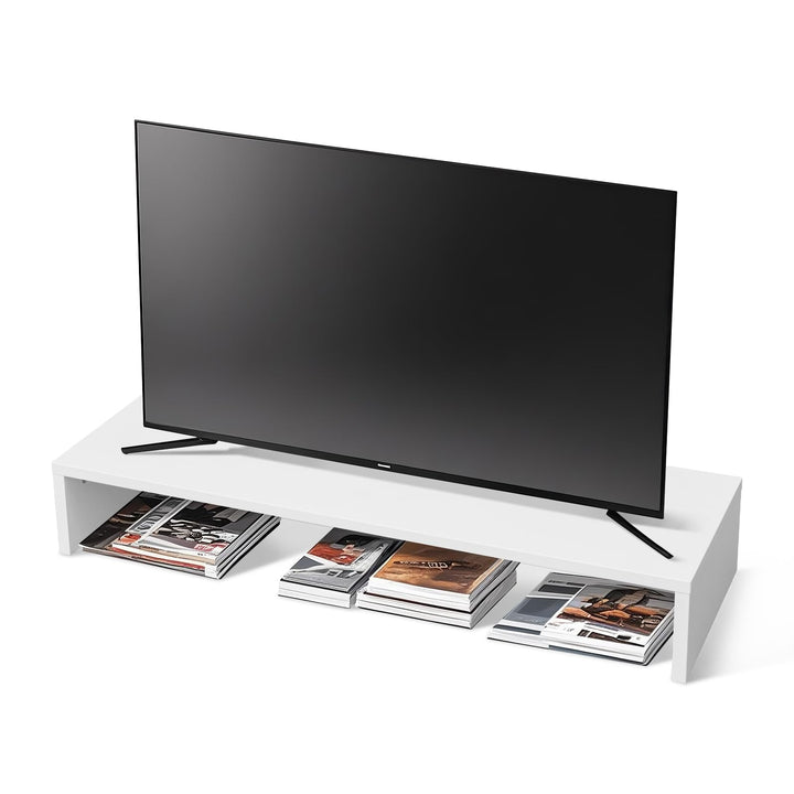 TV-Aufsatz mit Erhöhung,PC Regal Aufsatz Bildschirmerhöhung Hochglanz, Ideal für TV-Erhöhung und Sch
