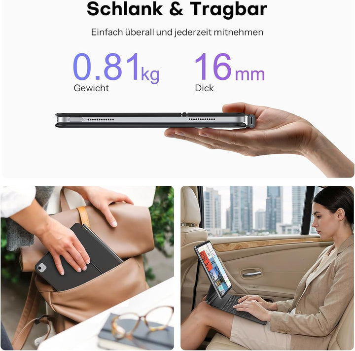 OMOTON Tastatur Hülle für iPad Air 13"(M4/M3/M2, 2026/2025/2024), Magnetische Magic Keyboard für iPa