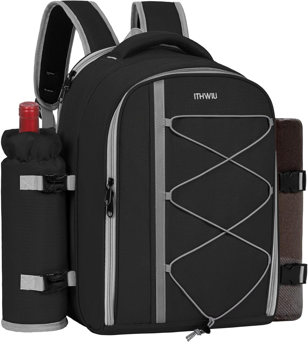 FREEAMG Picknick-Rucksack für 4 Personen, mit Kühlfach, isoliert und wasserdicht, Picknicktasche mit