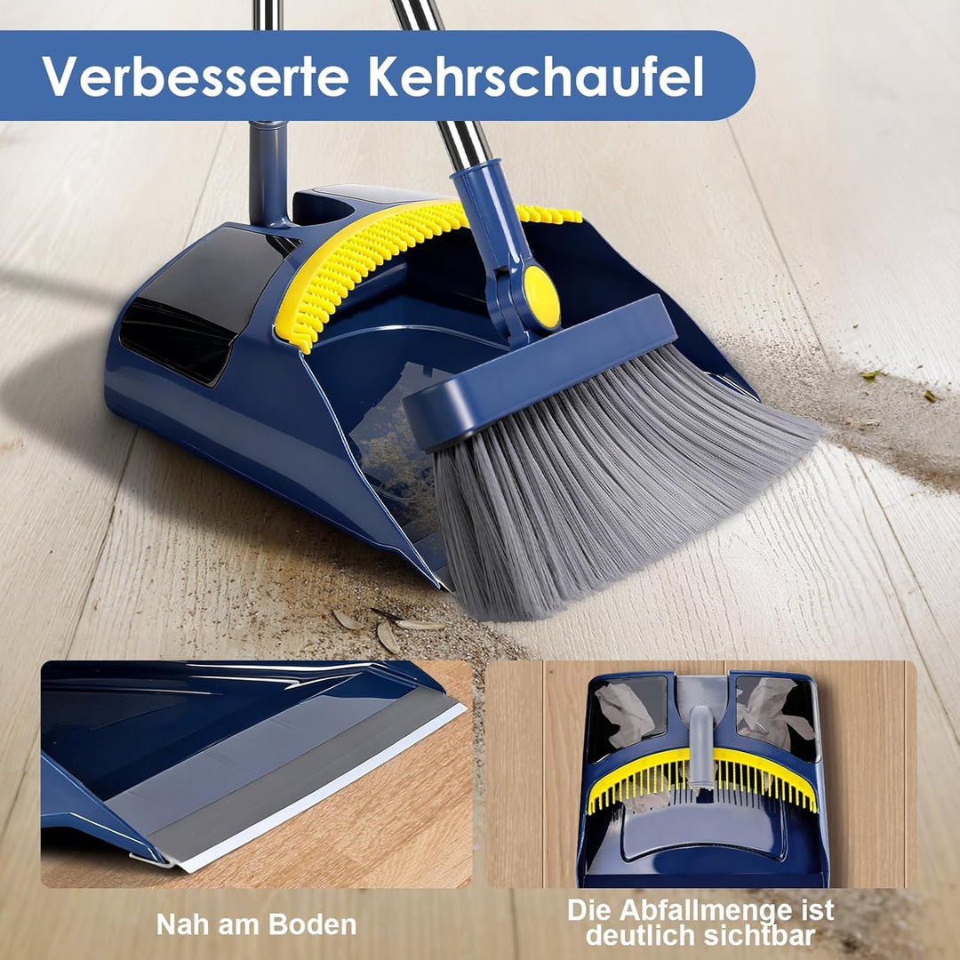 Besen und Kehrschaufel Set,Masthome Besen mit Stiel,Aufrecht Kehrschaufel mit Langem Stiel,Broom and