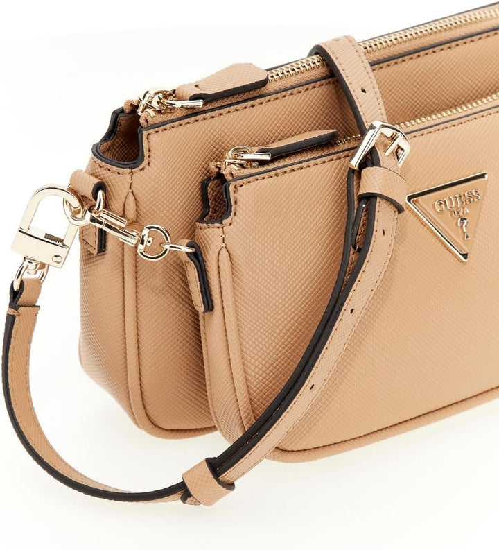 Guess Noelle Dbl Pouch Crossbody Bag Beige, Beige