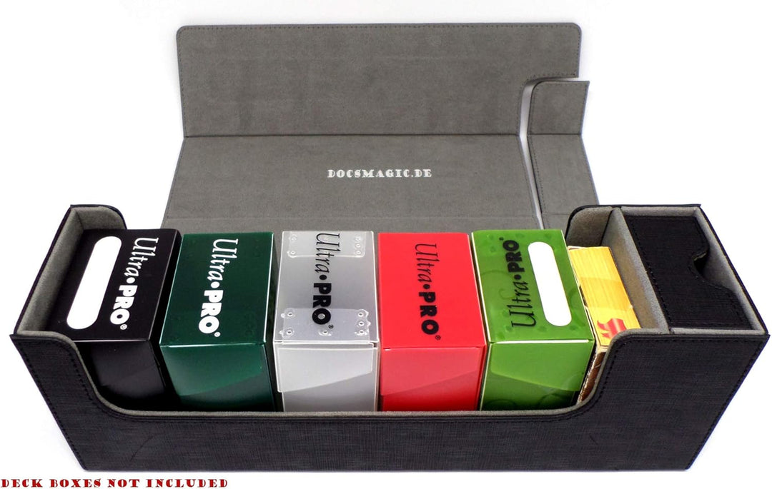 docsmagic.de Premium Magnetic Tray Long Box Black Medium - Card Deck Storage - Kartenbox Aufbewahrun
