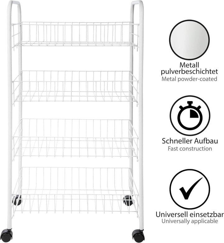 ONVAYA® Beistellwagen Susi mit 4 Körben | 39x26x76 cm | Rollwagen | Küchenwagen | Wagen | Metall | R