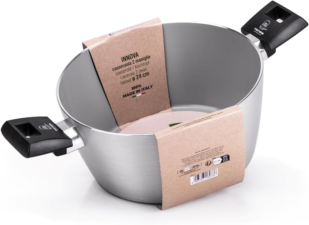 Moneta Innova Kochtopf 2 m, 24 cm, natürliche Beschichtung FineGres (NO PFAS), auch für Induktion, 1