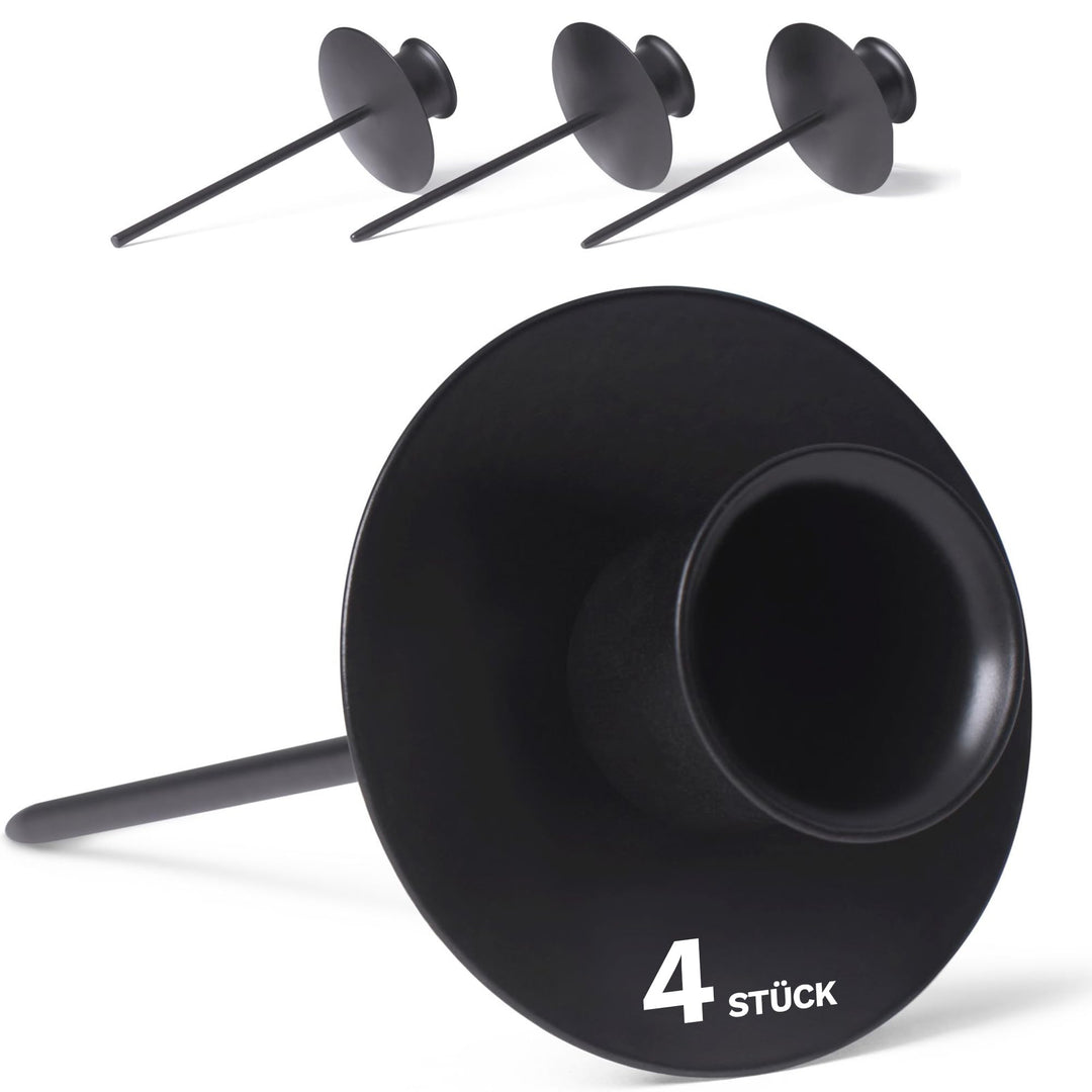 Novaliv 4X Kerzenpick Stabkerzen SCHWARZ Kerzenhalter für Adventskranz Kerzenpin Weihnachtskranz, 4