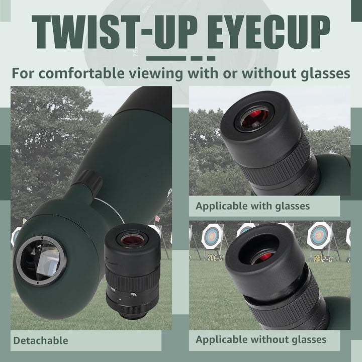 Svbony SV28PLUS Spektiv für Vogelbeobachtung, 25-75×70mm mit Kabellosem Controller, BAK4 A5 Weinrote