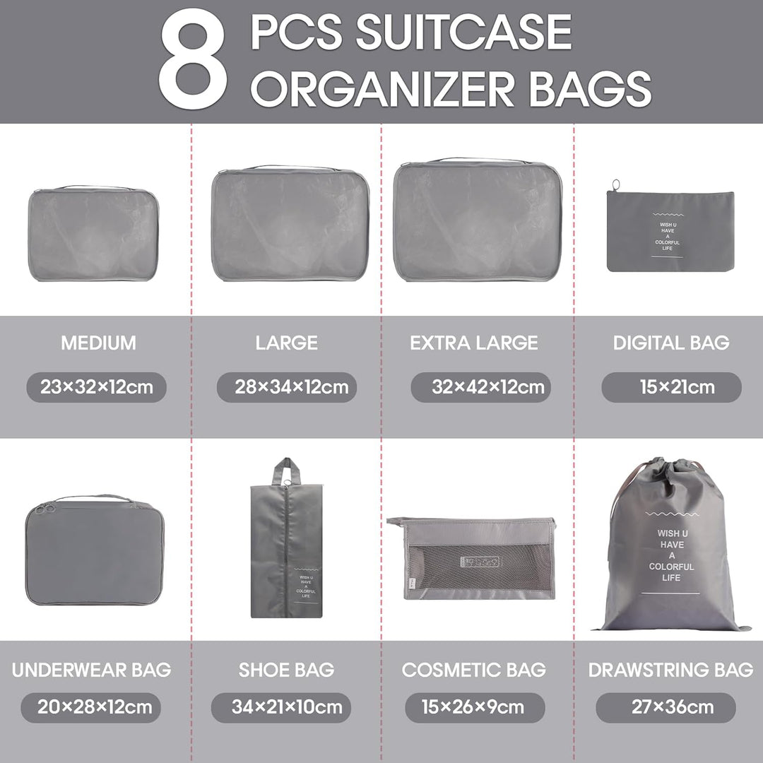 MosaiRudo 8-teilig Koffer Organizer Set, Packing Cubes, Packwürfel für Urlaub & Business,Reise Organ