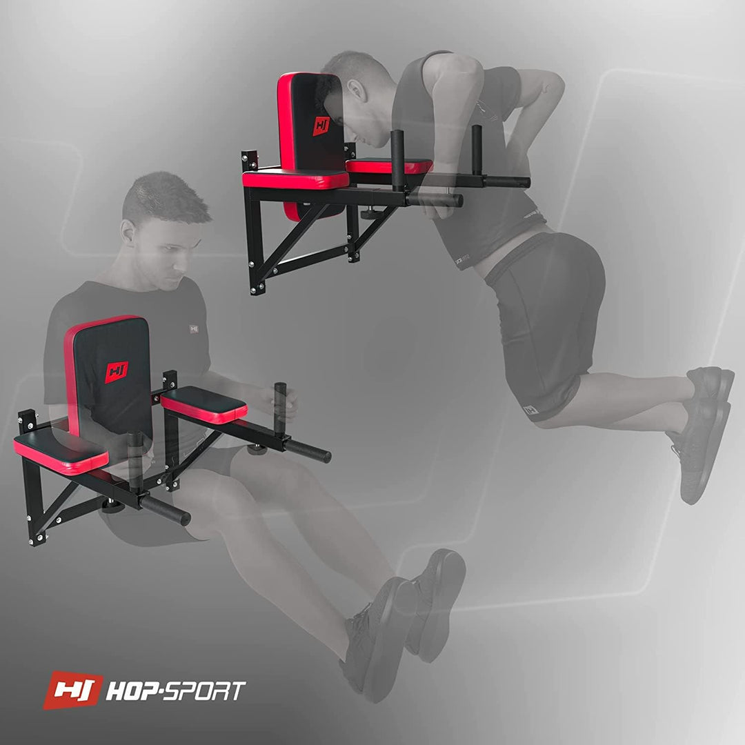 Hop-Sport Dipper Dip Barren Dip Station mit ausziehbaren Haltegriffen Bauchmuskeltrainer zur Wandbef