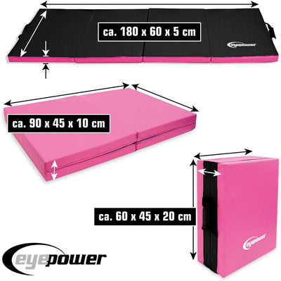 eyepower 180x60 Klappbare Turnmatte für Zuhause - Gymnastikmatte Dicke 5cm - Weichbodenmatte Akrobat