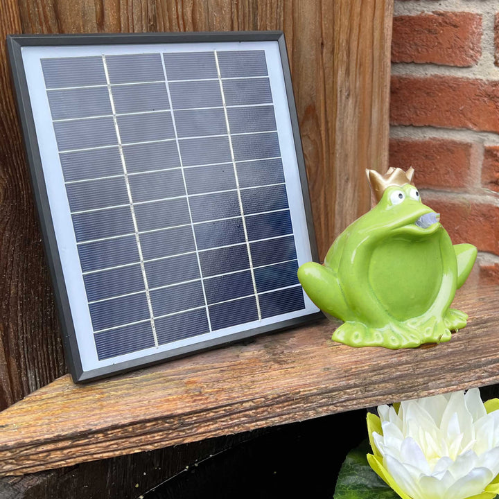 Wasserspeier Solar mit Akku Frosch 12cm Laufzeit ohne Sonne 4 - 5 Stunden