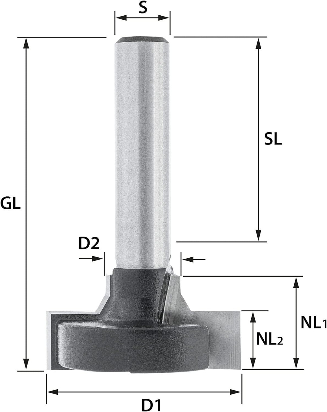ENT 17828 T-Nutfräser für Regalsysteme HW, Schaft (S) 8 mm, Durchmesser (D1) 28 mm, (NL2) 8,5 mm, mi