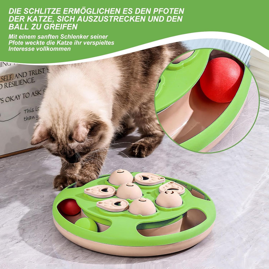 Interaktives Katzenspielzeug für Den Innenbereich, 3-in-1 Katzen Spielzeug mit Federn Spielzeug Bäll