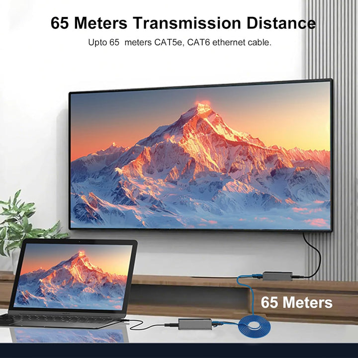 HDMI Extender 4K, über Ethernet CAT5 CAT6 CAT7 HDMI Extender überträgt bis zu 65 Meter (213 Fuss), 4