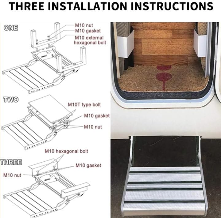 Manuelle Wohnmobil Treppe, Alu Einzelschicht Wohnmobiltrittstufen mit Anti-Slip-Streifen, Wohnwagen